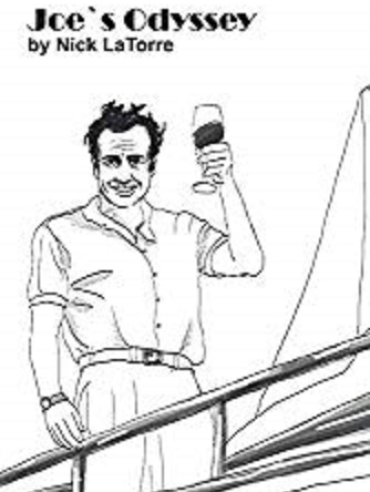Man toasting on a boat illustration.